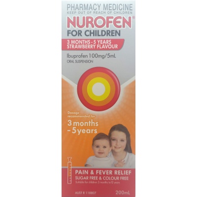 NUROFEN CHILD 3 MONTHS-5YR STRAWBERRY 200ML