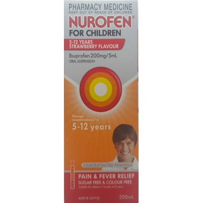 NUROFEN CHILD 5-12YR STRAWBERRY 200ML