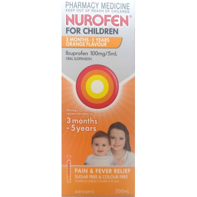 NUROFEN CHILD 3 MONTHS-5YR ORANGE 200ML