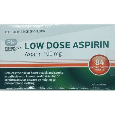 PHARMACY HEALTH LOW DOSE ASPIRIN 100MG 84 TABLETS